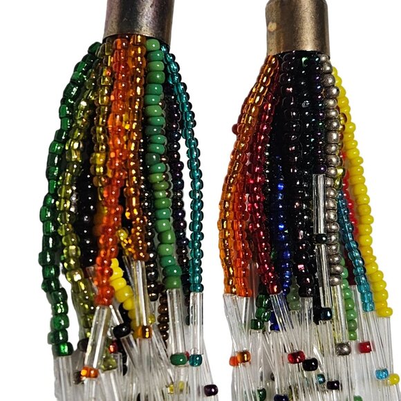 Vintage Boho Rainbow Seed Beaded Chunky Multi Strand Necklace Fashion Jewelry - Picture 3 of 6